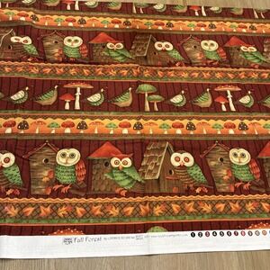 Debbie Mumm Fall Forest Quilt Fabric 2 Yards X 44" Mushrooms Owls Cotton VTG